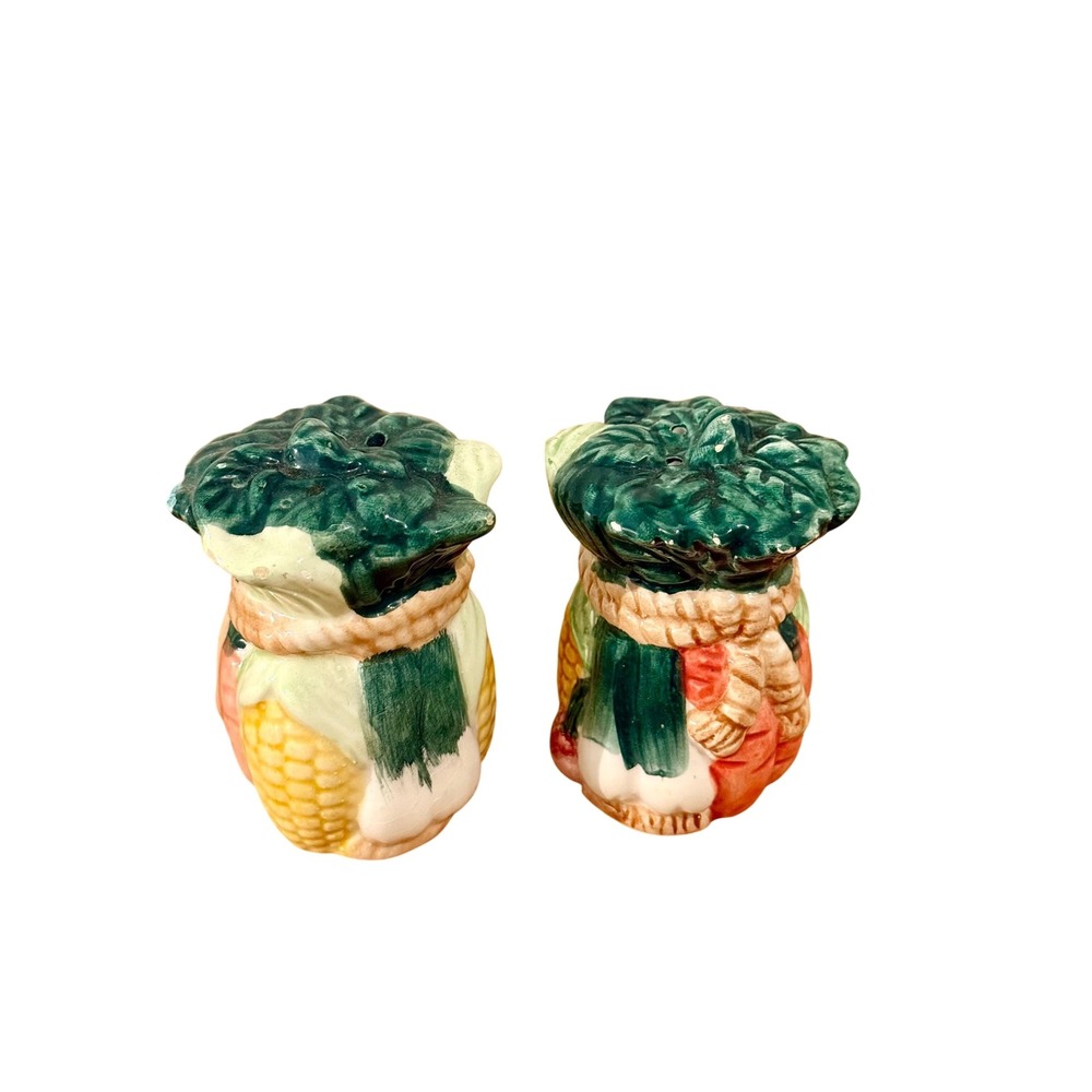 Vintage Ceramic Vegetable Salt & Pepper Shakers | Cottagecore Farmhouse Set